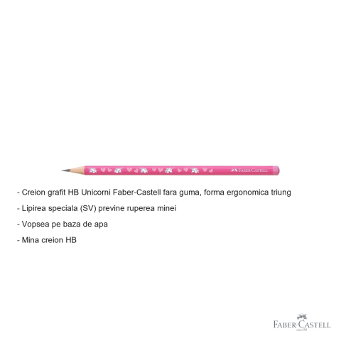 Creion grafit Faber-Castell Unicorni, mina HB, forma triunghiulara ergonomica, pentru copii [1]