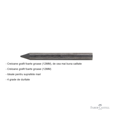 Creion grafit fara lemn gros 4B Faber-Castell Pitt Monochrome, mina 12mm, pentru suprafete mari [1]