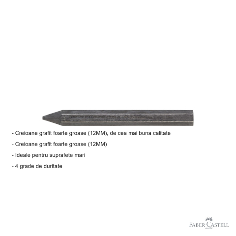 Creion grafit fara lemn gros 6B Faber-Castell Pitt Monochrome, 12mm, pentru suprafete mari [1]