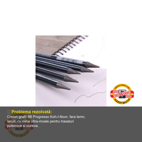 Creion grafit fara lemn Koh-I-Noor Progresso 8B, mina moale, pentru desen artistic pe suprafete mari [3]