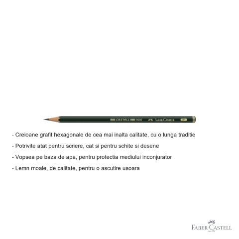 Creion grafit hexagonal Faber-Castell Castell 9000, duritate 2H, pentru desen si schite tehnice [1]