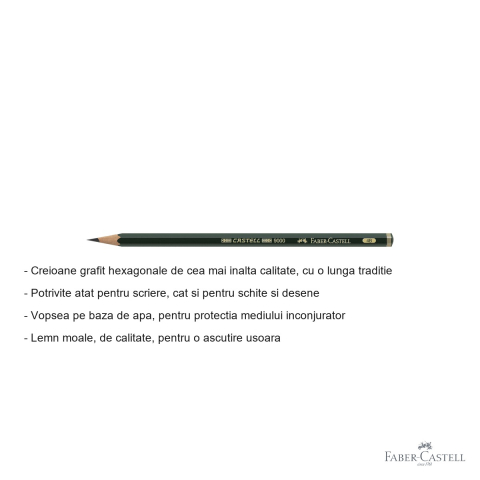 Creion grafit hexagonal Faber-Castell Castell 9000, mina 4B, pentru desen si schite [1]
