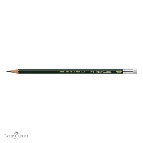 Creion grafit hexagonal Faber-Castell Castell 9000, mina B cu guma, pentru scriere si desen [3]