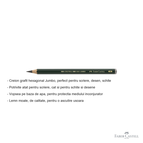 Creion grafit Jumbo 4B Faber-Castell Castell, mina rezistenta, pentru desen si schite [1]