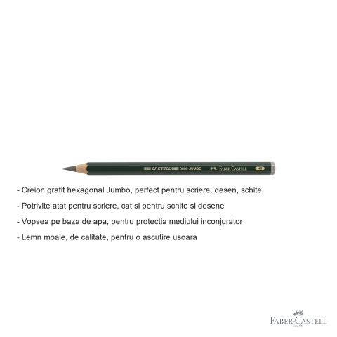 Creion grafit Jumbo Faber-Castell, mina HB, forma hexagonala, pentru scriere si desen [1]
