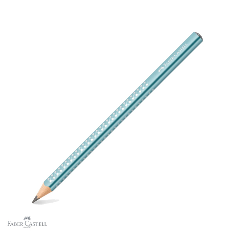 Creioane si ascutitori - Creion grafit jumbo Faber-Castell Sparkle, mina B, forma triunghiulara ergonomica, albastru ocean metalizat