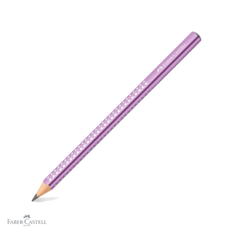 Creioane si ascutitori - Creion grafit jumbo Faber-Castell Sparkle, mina B, forma triunghiulara ergonomica, violet metalizat