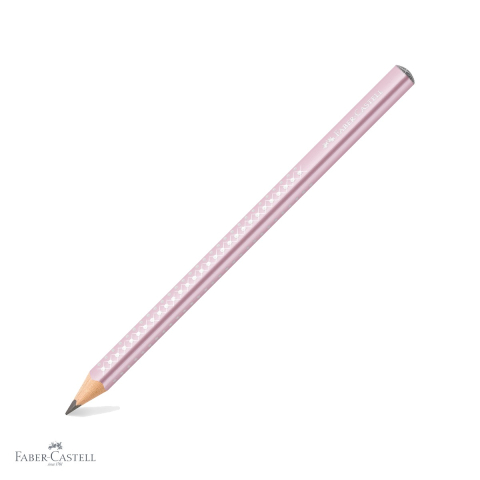 Creioane si ascutitori - Creion grafit jumbo Faber-Castell Sparkle Rose, mina B triunghiulara, finish metalizat