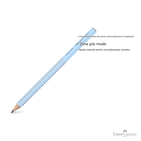 Creion grafit Jumbo Grip Faber-Castell, duritate B, forma triunghiulara ergonomica, pentru copii [2]