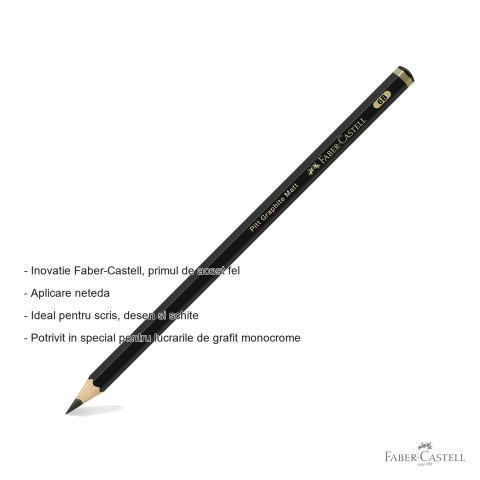 Creion grafit mat 6B Faber-Castell Pitt, ultra-mat fara reflexii, pentru desen si schite artistice [1]