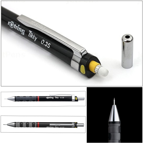 Creion Mecanic 0.35mm cu Mecanism Click si Grip Ergonomic pentru Desen Tehnic Avansat, Detaliere si Precizie Extrema, Rotring Tikky 3 Negru [3]