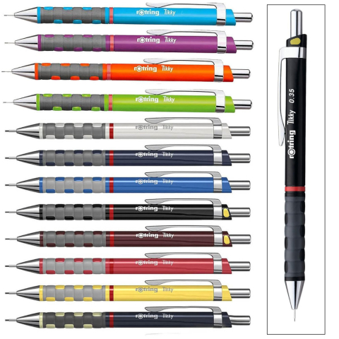 Creion Mecanic 0.35mm cu Mecanism Click si Grip Ergonomic pentru Desen Tehnic Avansat, Detaliere si Precizie Extrema, Rotring Tikky 3 Negru [4]