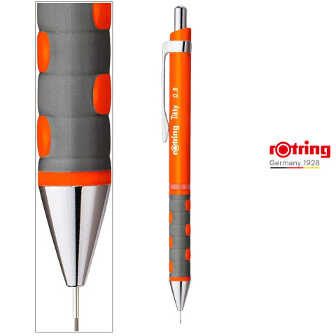 Creion Mecanic 0.5mm cu Design Ergonomic pentru Scris si Desen, cu Finisaj Portocaliu Neon Vibrant si Atentionator [3]