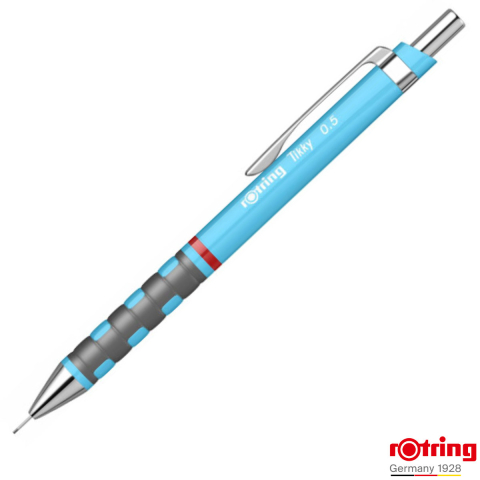 Birotica papetarie - Creion Mecanic 0.5mm cu Mecanism Click si Grip Ergonomic pentru Desen Tehnic si Scris, Albastru Deschis Rotring