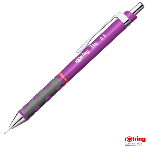 Birotica papetarie - Creion Mecanic 0.5mm cu Mecanism Click si Grip Ergonomic pentru Desen Tehnic si Scris, Mov Rotring