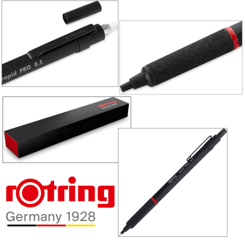 Creion Mecanic 0.5mm cu Sistem Reglabil Tarie Mina pentru Desen Tehnic si Scris de Precizie, cu Grip Randalinat si Finisaj Negru [4]