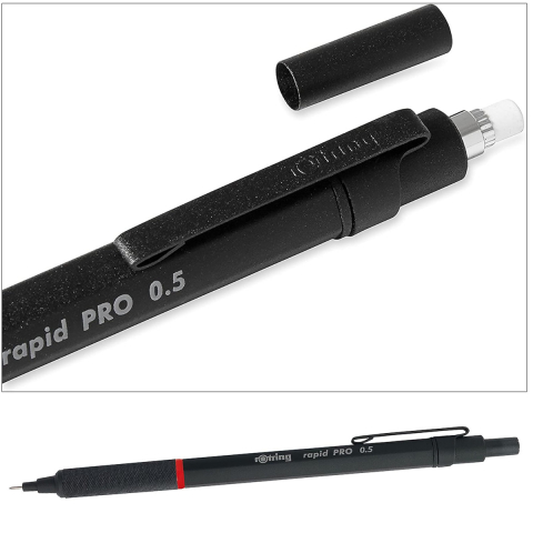 Creion Mecanic 0.5mm cu Sistem Reglabil Tarie Mina pentru Desen Tehnic si Scris de Precizie, cu Grip Randalinat si Finisaj Negru [3]