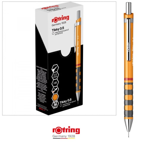 Creion Mecanic 0.5mm pentru Scris, Desen si Birou, cu Design Portocaliu Deschis si Ergonomie Superioara, Tikky 3, Rotring [3]