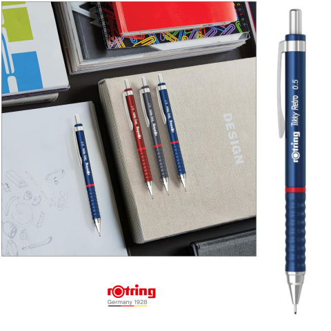 Creion Mecanic 0.5mm pentru Scris, Desen si Notite, cu Design Retro Albastru si Ergonomie Superioara, Tikky 3 Retro, Rotring [3]