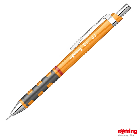 Creioane mecanice - Creion Mecanic 0.7mm cu Design Modern si Grip Ergonomic pentru Scris, Creativitate si Energie Pozitiva, Rotring Tikky 3 Portocaliu Deschis