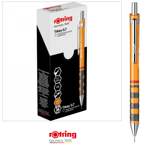 Creion Mecanic 0.7mm cu Design Modern si Grip Ergonomic pentru Scris, Creativitate si Energie Pozitiva, Rotring Tikky 3 Portocaliu Deschis [3]