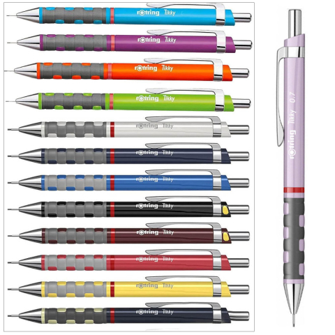 Creion Mecanic 0.7mm cu Mecanism Click, Clip Elastic si Grip Ergonomic pentru Scris, Birou si Stil Personal, Rotring Tikky 3 Sidefat Mov [4]
