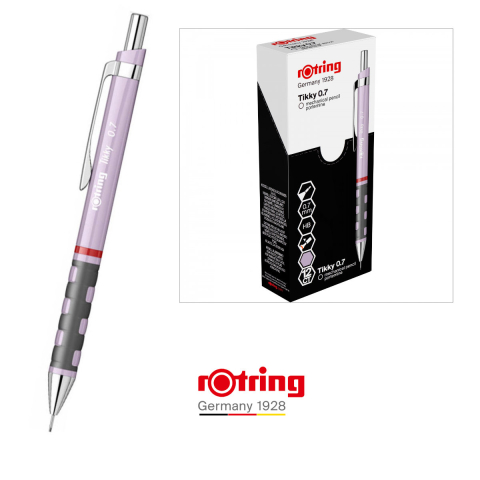 Creion Mecanic 0.7mm cu Mecanism Click, Clip Elastic si Grip Ergonomic pentru Scris, Birou si Stil Personal, Rotring Tikky 3 Sidefat Mov [3]