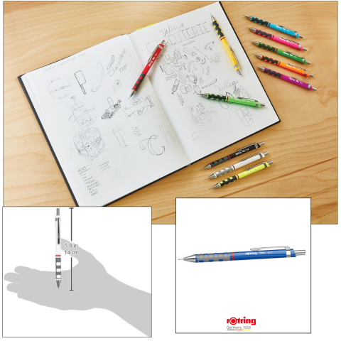 Creion Mecanic 0.7mm cu Mecanism Click si Grip Ergonomic pentru Desen Tehnic, Scris si Birou, Rotring Tikky 3 Albastru [3]
