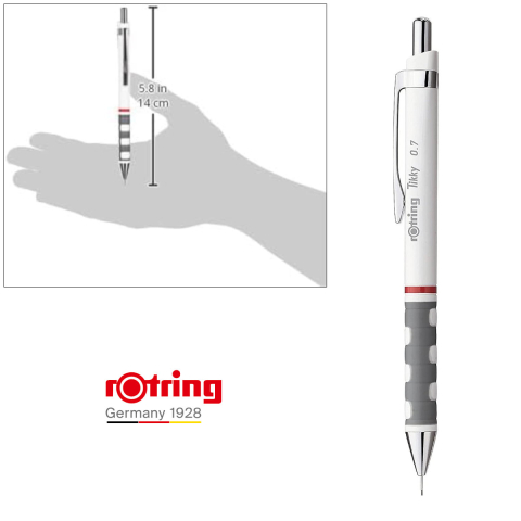 Creion Mecanic 0.7mm cu Mecanism Click si Grip Ergonomic pentru Desen Tehnic, Scris si Schitare, Rotring Tikky 3 Alb [2]
