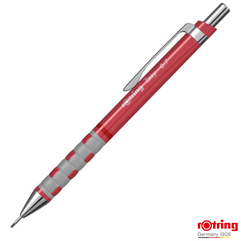 Creioane mecanice - Creion Mecanic 0.7mm cu Mecanism Click si Grip Ergonomic pentru Desen Tehnic, Scris si Schitare, Rotring Tikky 3 Rosu