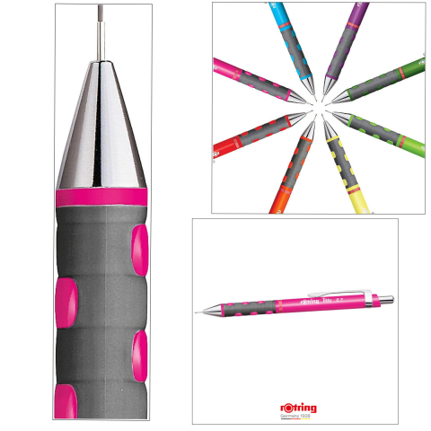 Creion Mecanic 0.7mm cu Mecanism Click si Grip Ergonomic pentru Scris, Creativitate si Identificare Usoara, Rotring Tikky 3 Roz Neon [3]