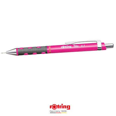 Creion Mecanic 0.7mm cu Mecanism Click si Grip Ergonomic pentru Scris, Creativitate si Identificare Usoara, Rotring Tikky 3 Roz Neon [2]