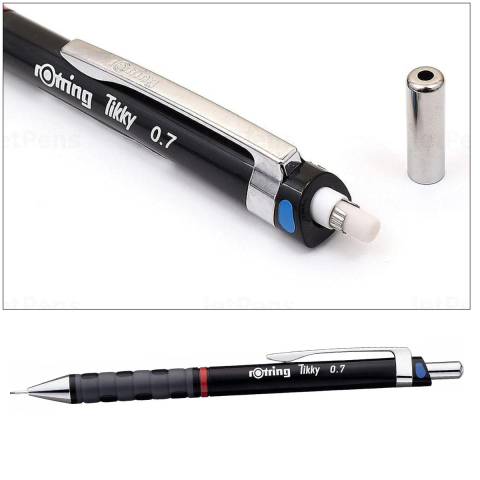 Creion Mecanic 0.7mm cu Mecanism Click si Grip Ergonomic pentru Scris, Desen Tehnic si Birou, Rotring Tikky 3 Negru [3]