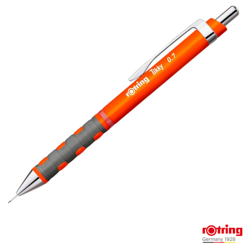 Creioane mecanice - Creion Mecanic 0.7mm cu Mecanism Click si Grip Ergonomic pentru Scris, Studiu si Organizare Vizuala, Rotring Tikky 3 Portocaliu Neon