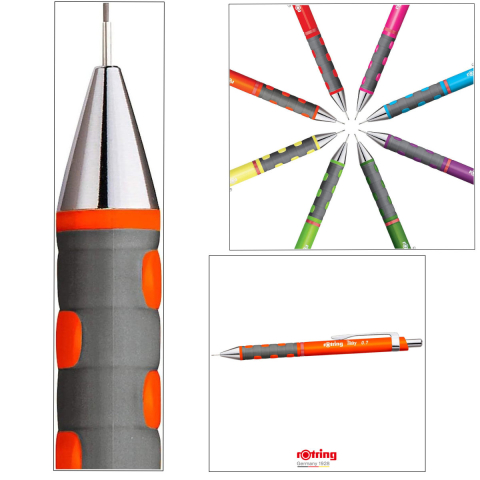Creion Mecanic 0.7mm cu Mecanism Click si Grip Ergonomic pentru Scris, Studiu si Organizare Vizuala, Rotring Tikky 3 Portocaliu Neon [3]