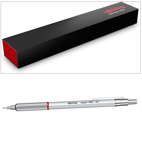 Creion Mecanic 0.7mm cu Sistem Reglabil Tarie Mina pentru Scris si Desen, cu Finisaj Argintiu si Grip Randalinat [4]