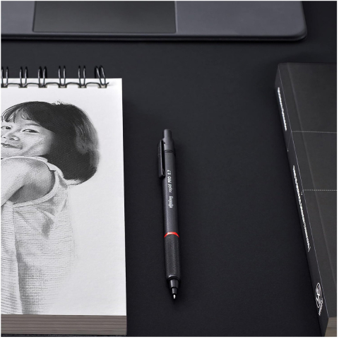 Creion Mecanic 0.7mm cu Sistem Reglabil Tarie Mina pentru Scris si Desen, cu Finisaj Negru si Grip Randalinat [4]