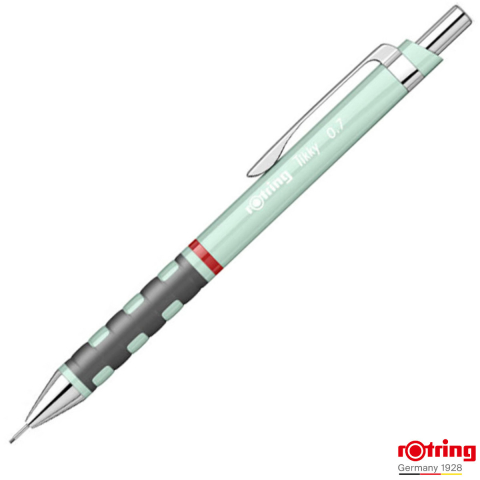 Creioane mecanice - Creion Mecanic 0.7mm Premium cu Clip Metalic si Grip Ergonomic pentru Birou Modern si Organizare, Rotring Tikky 3 Sidefat Verde Pastel