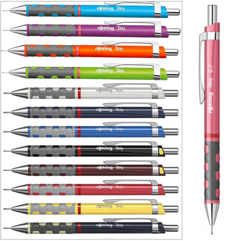 Creion Mecanic 0.7mm Premium cu Clip Metalic si Grip Ergonomic pentru Birou, Organizare si Stil Personal, Rotring Tikky 3 Sidefat Roz [4]