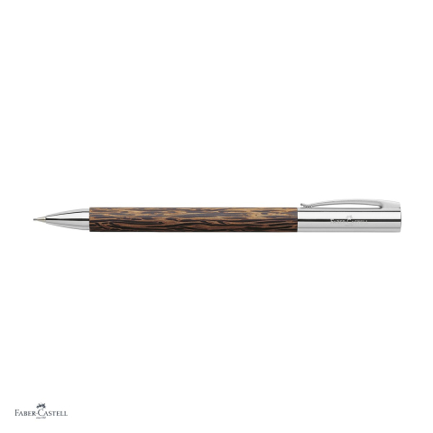 Creion mecanic Faber-Castell Ambition, mecanism rotativ, mina 0,7 mm, corp din lemn de cocos, radiera sub capac, clip metalic, ambalaj cadou [3]