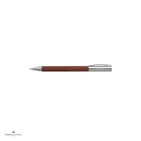 Creion mecanic Faber-Castell Ambition, mecanism rotativ, mina 0,7 mm, corp din lemn de par brun-roscat, radiera sub capac, clip metalic, ambalaj cadou [3]
