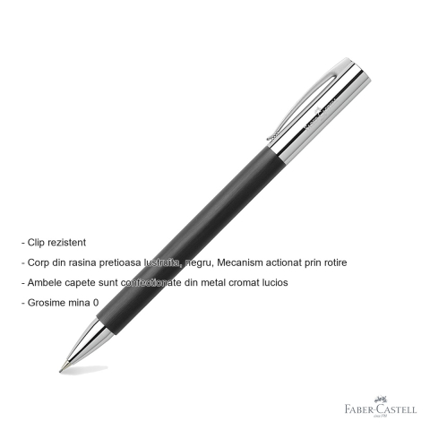 Creion mecanic Faber-Castell Ambition Precious Resin, corp negru din rasina pretioasa, mina 0.7 mm, pentru uz profesional [1]