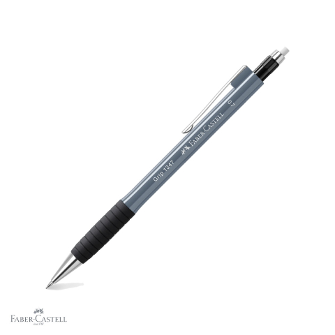 Birotica papetarie - Creion mecanic Faber-Castell Grip 1345 cu mina 0.7mm, gri, zona grip antiderapanta