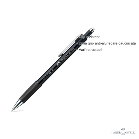 Creion mecanic Faber-Castell Grip 1347, 0.7mm, radiera retractabila, pentru scris profesional [2]