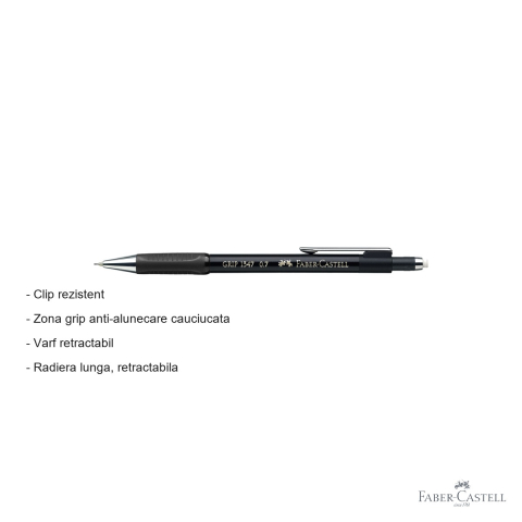 Creion mecanic Faber-Castell Grip 1347, 0.7mm, radiera retractabila, pentru scris profesional [1]