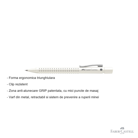 Creion mecanic Faber-Castell Grip 2010, 0.5mm, forma ergonomica triunghiulara, alb cocos [1]