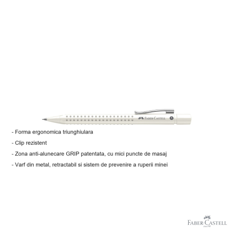 Creion mecanic Faber-Castell Grip 2010, 0.7mm, forma ergonomica triunghiulara, alb cocos [1]