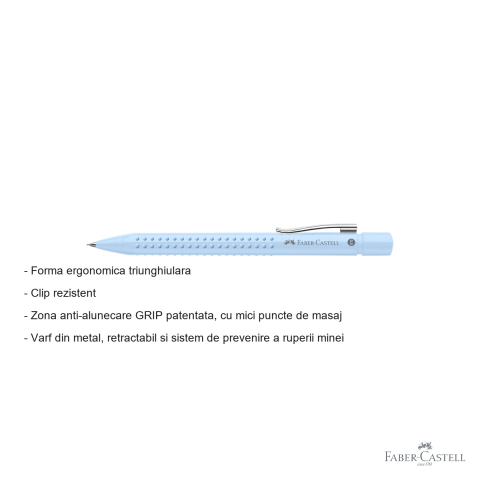 Creion mecanic Faber-Castell Grip 2010 cu mina 0.5mm bleu sky, sistem anti-alunecare ergonomic [1]