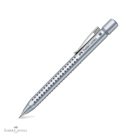 Birotica papetarie - Creion mecanic Faber-Castell Grip 2011 0.7mm argintiu, forma ergonomica triunghiulara, pentru scriere precisa