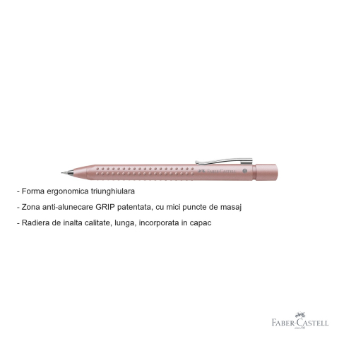 Creion mecanic Faber-Castell Grip 2011 rose pal 0.7mm, sistem anti-alunecare, pentru scriere fluenta [1]